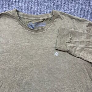 Into The AM Mens XL Olive Green Heathered Long Sleeve Logo Crew‎ Neck Shirt